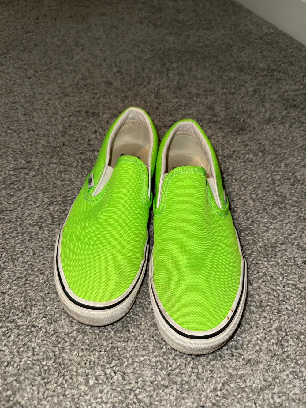 Vans Neon Green Slip-On Canvas Sneakers